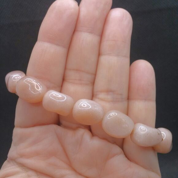 Sunstone Bracelet Gemstone Pebble Nugget 12mm Beaded Handmade Stretch NEW - Picture 3 of 10